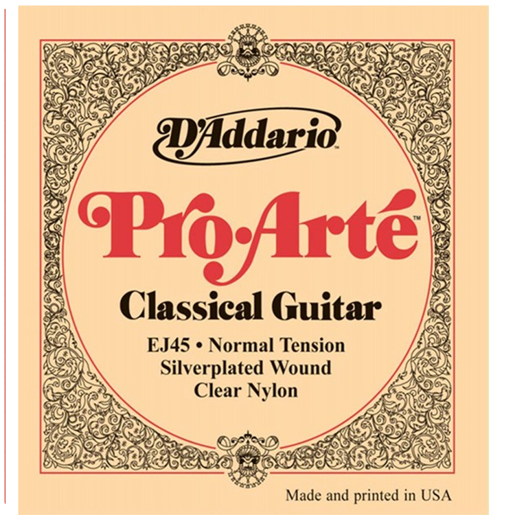 Dây Đàn Classic Guitar - D'Addario Pro-Arte EJ45 là dòng sản phẩm dành cho guitar acoustic được bán chạy nhất trên thị trường với dây Nylon của hãng D'Addario, loại Normal Tension  