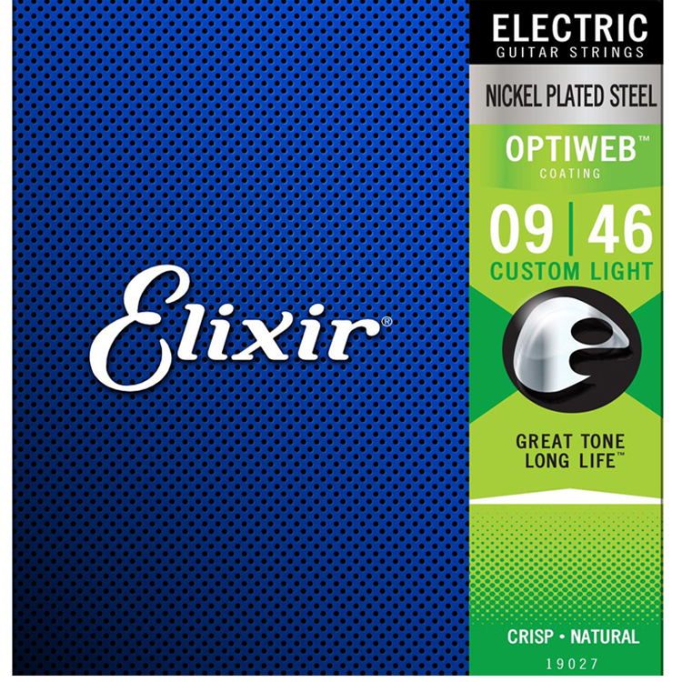 Dây đàn Guitar điện Elixir 19027 Nickel Plated OPTIWEB™ Custom Light (.009-.046) với công nghệ phủ Optiweb của Elixir cung cấp cảm giác tự nhiên giúp cho người chơi cảm giác và âm thanh giống như giấy không phủ